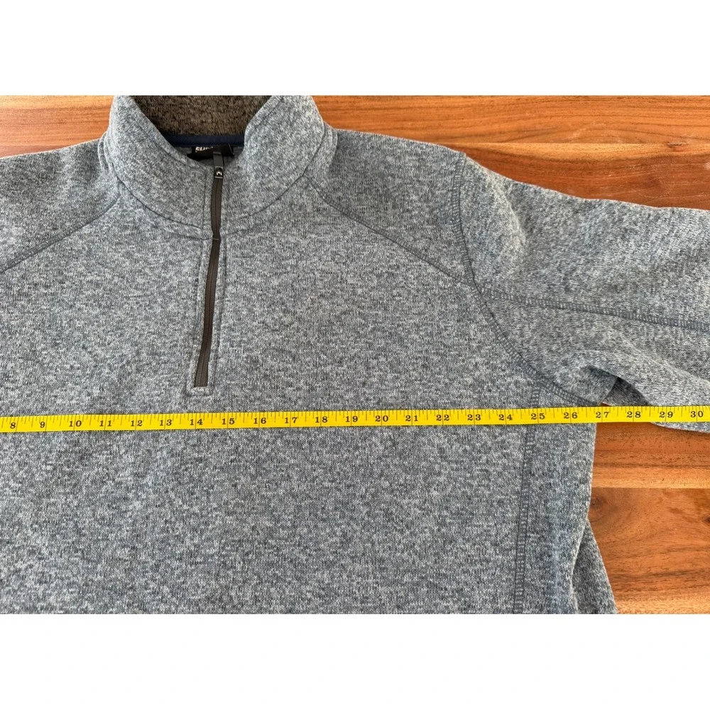 Eddie Bauer Mens 2XL Blue Heather Sweater Fleece Quarter Zip Pullover Jacket